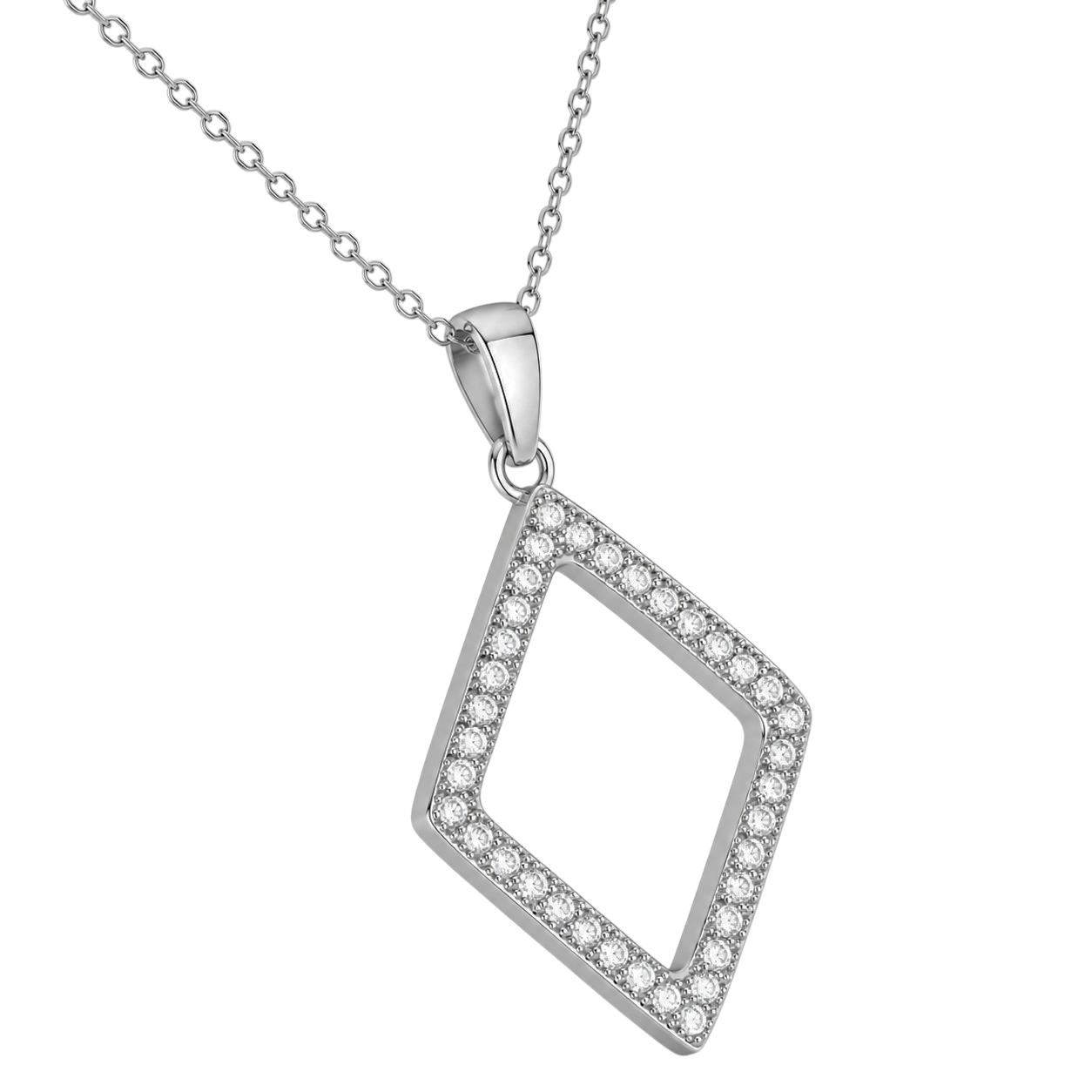 Collier Losange Zirconiums en Argent 925 Rhodié