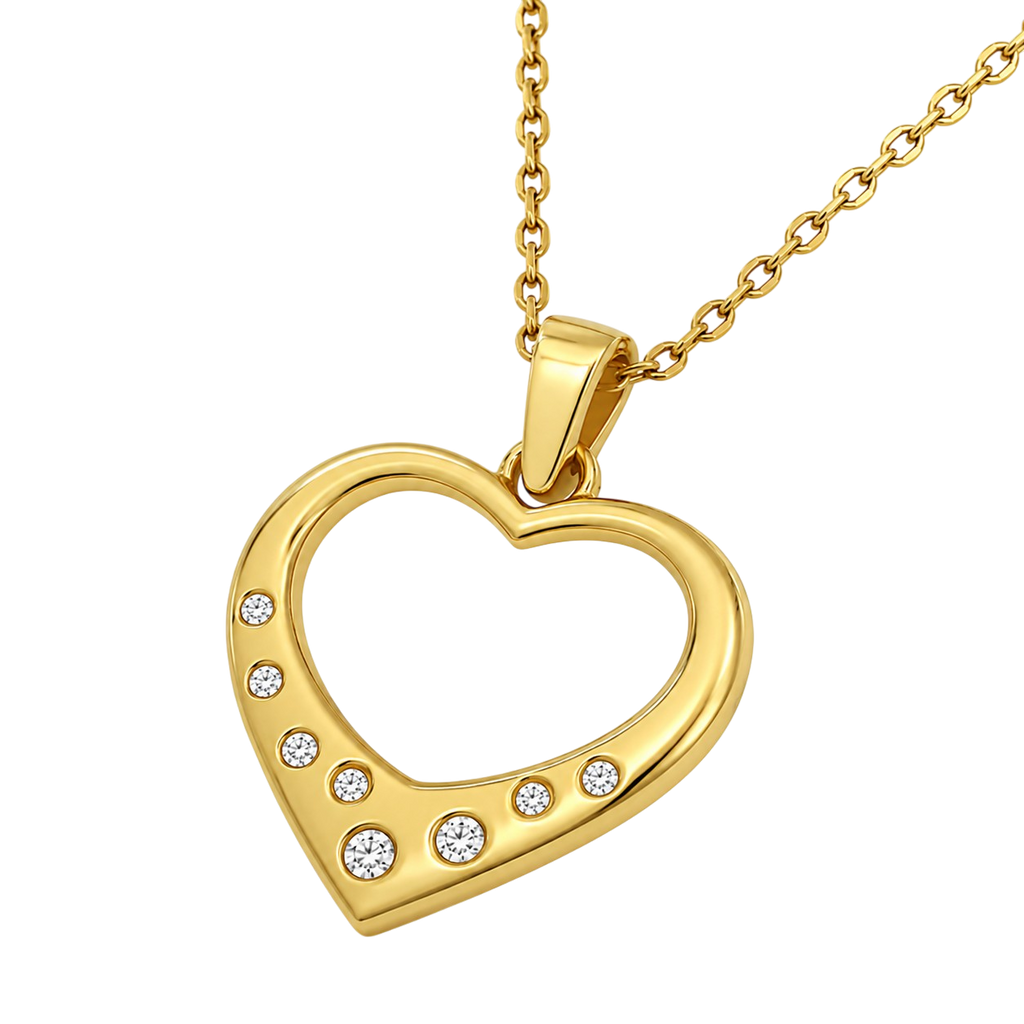 Collier Cœur Zirconia Plaqué Or Jaune 18 Carats