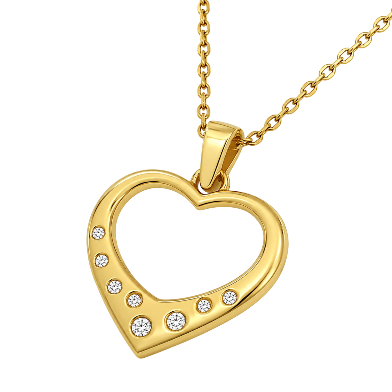 Collier Cœur Zirconia Plaqué Or Jaune 18 Carats