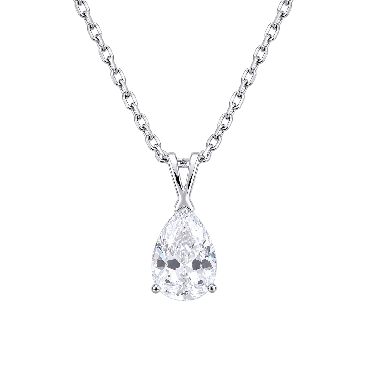 Collier Poire Éclat – Argent 925 Rhodié & Zirconium