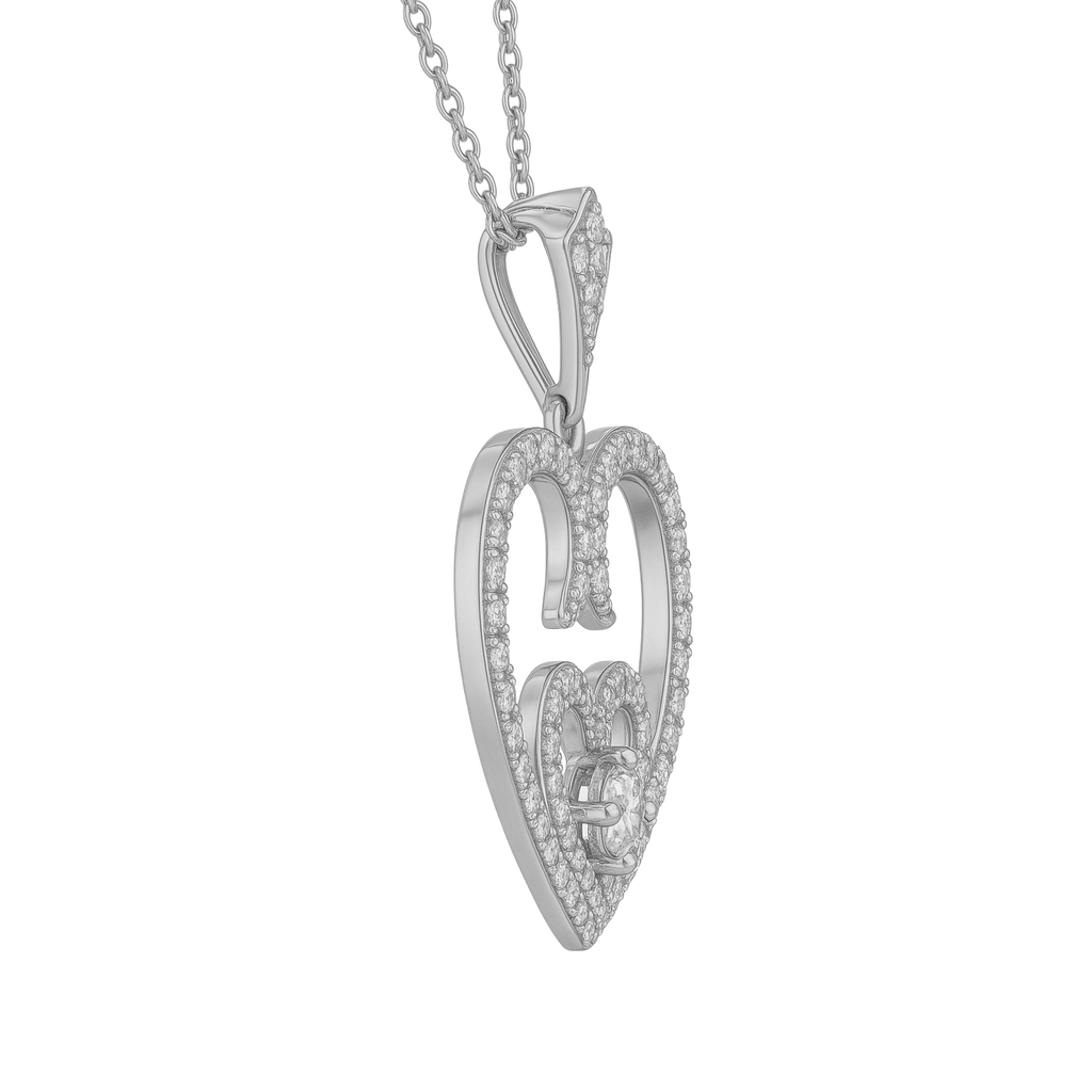 Collier Cœur en Argent 925 Rhodié & Zirconium – Pendentif Double Cœur