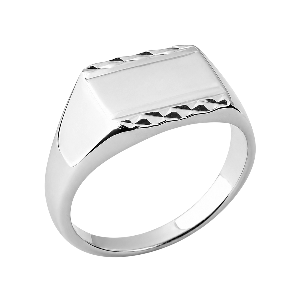 Chevalière Homme Argent 925 Rhodié – Plateau Rectangulaire