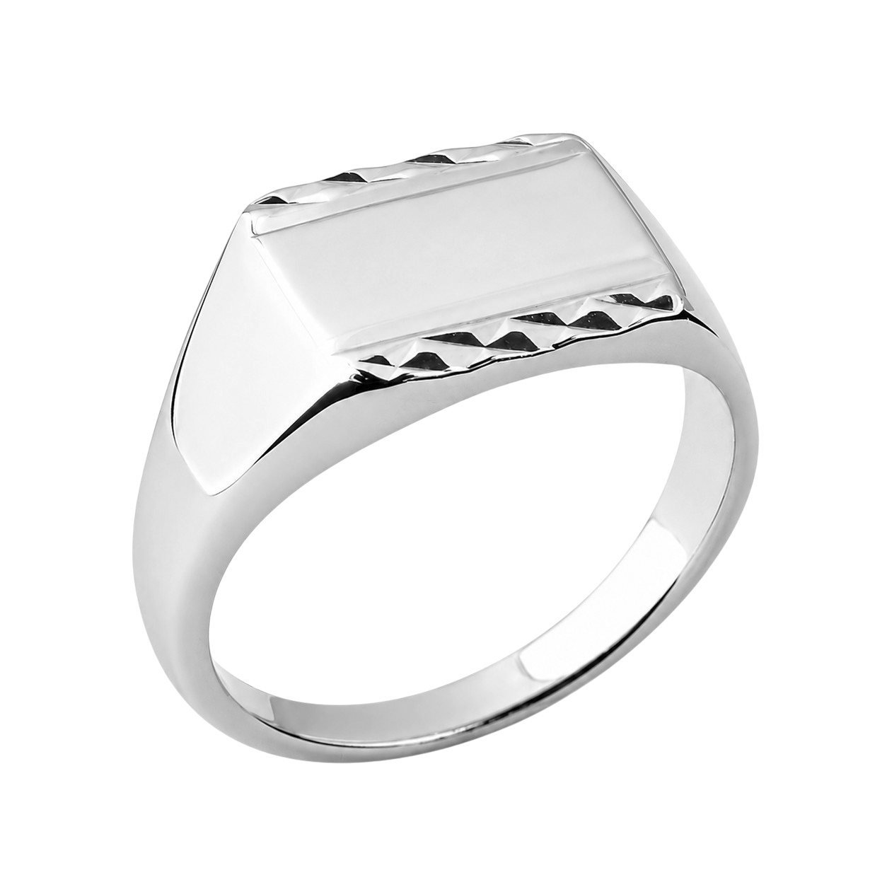 Chevalière Homme Argent 925 Rhodié – Plateau Rectangulaire