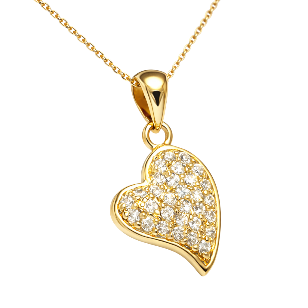 Collier Cœur Scintillant – Plaqué Or 18 Carats