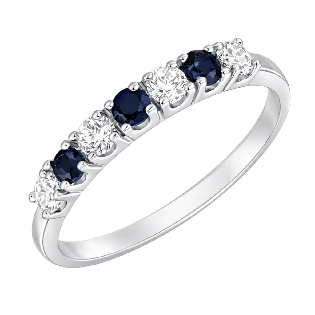 Bague Alternance Saphir & Zirconium – Argent 925 Rhodié