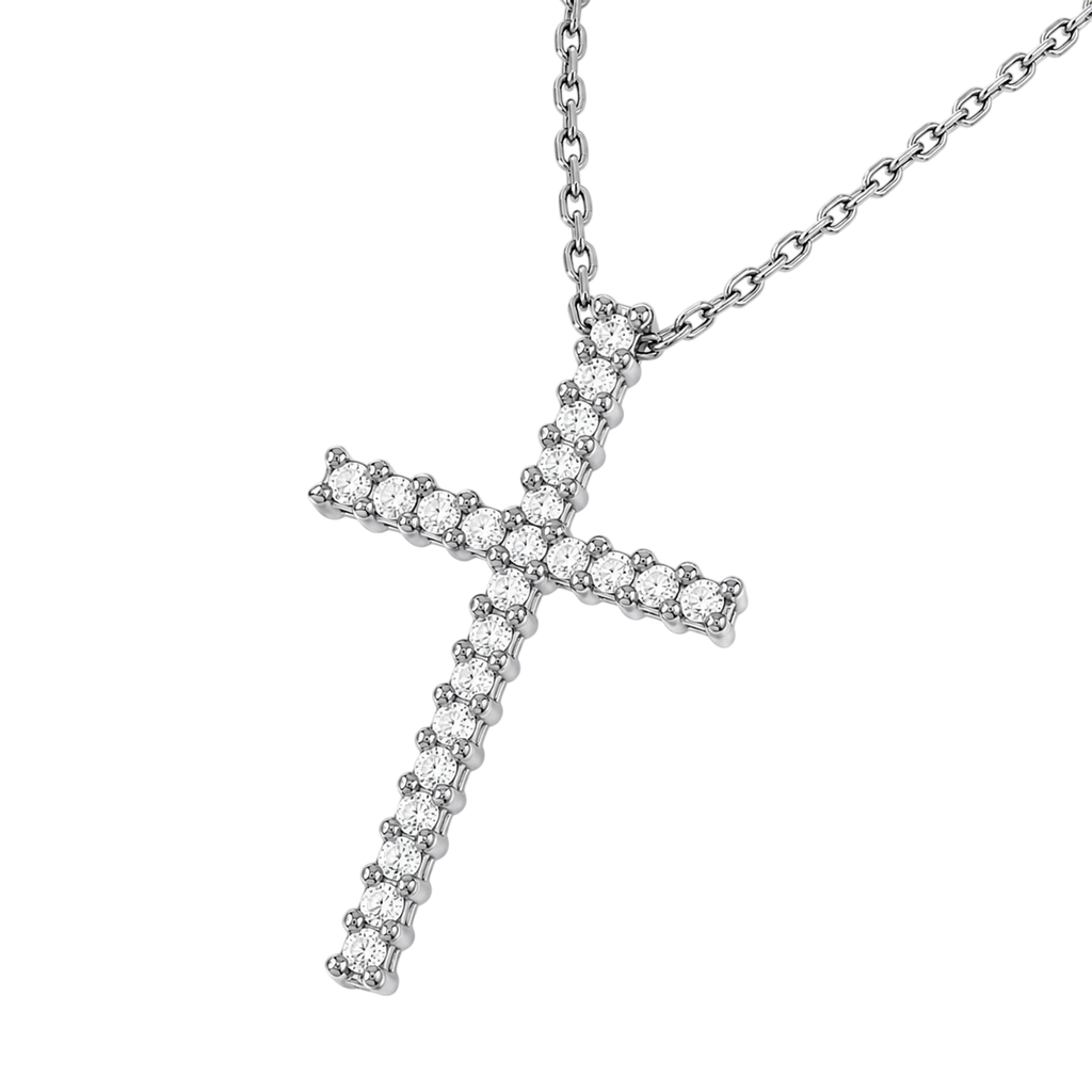Collier Croix Orinae – Argent 925 Rhodié & Zirconiums