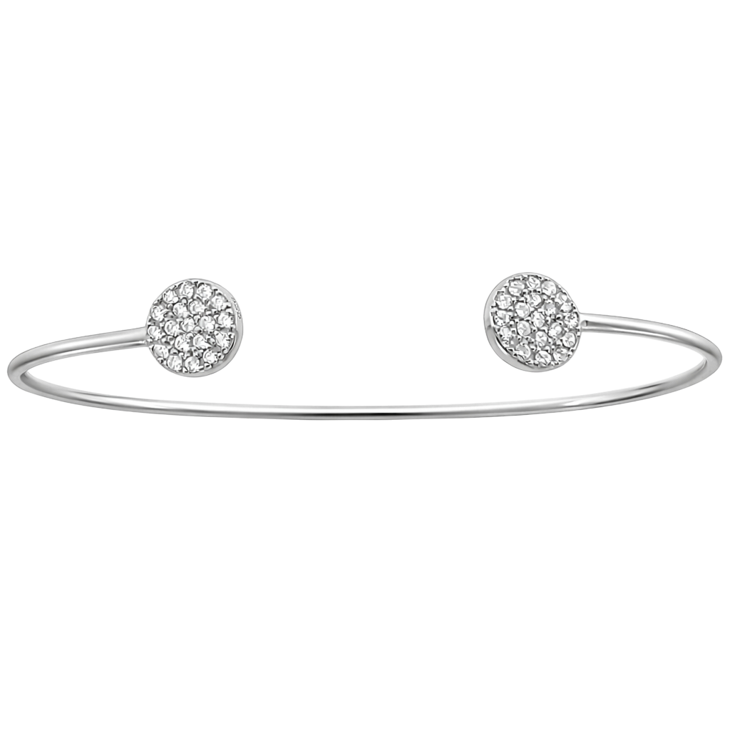 Bracelet Jonc Ouvert en Argent 925 Rhodié & Zirconiums