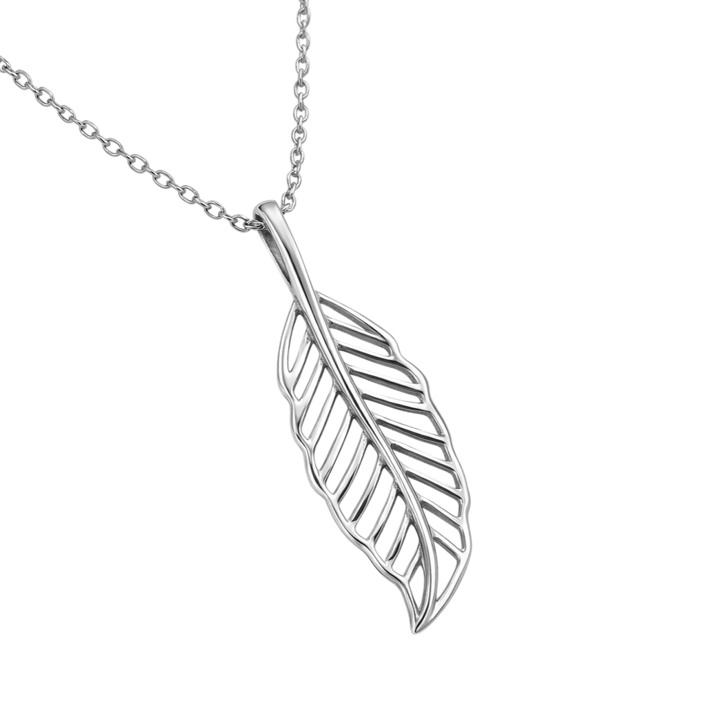 Collier Feuille Ajourée en Argent 925 Rhodié – Élégance Naturelle