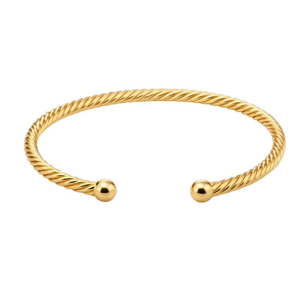 Bracelet Jonc Torsadé – Plaqué Or 18 Carats