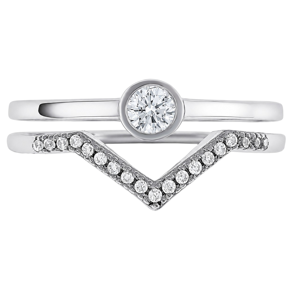 Bague Double Élégance Argent 925 Rhodié & Zirconiums