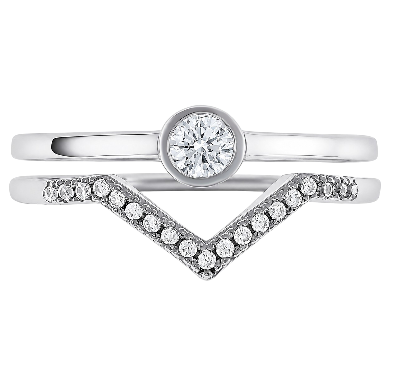 Bague Double Élégance Argent 925 Rhodié & Zirconiums
