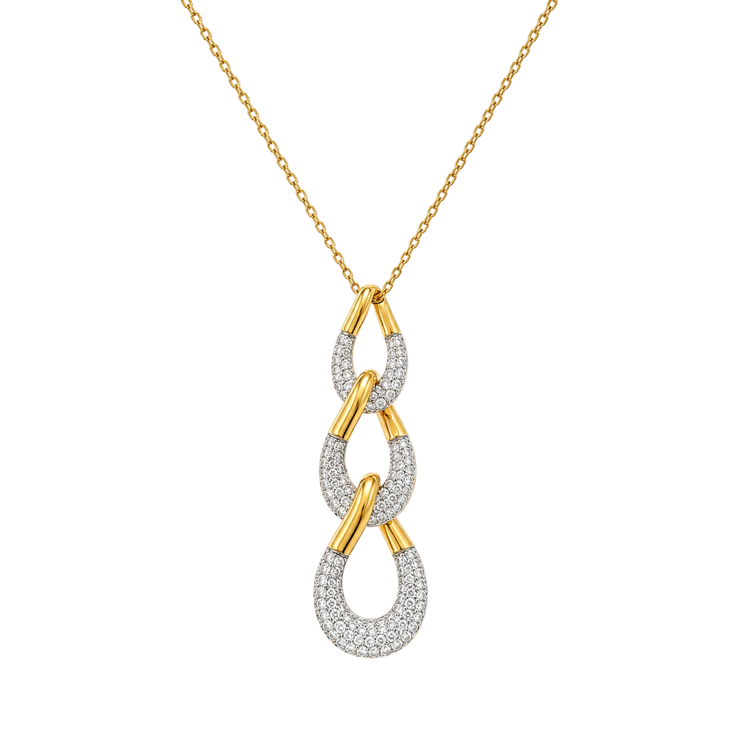 Collier Maillons Entrelacés Zirconium – Plaqué Or 18 Carats