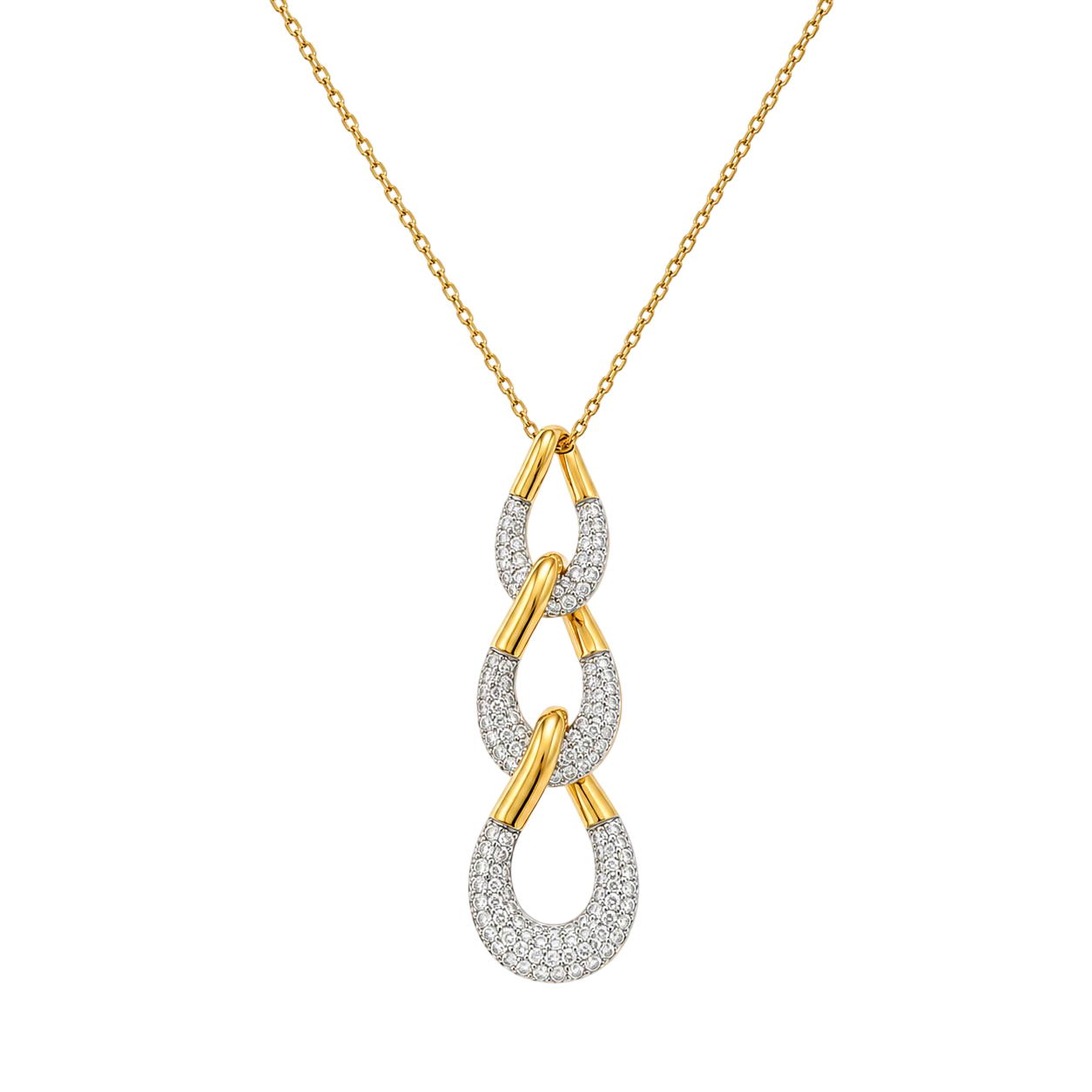 Collier Maillons Entrelacés Zirconium – Plaqué Or 18 Carats