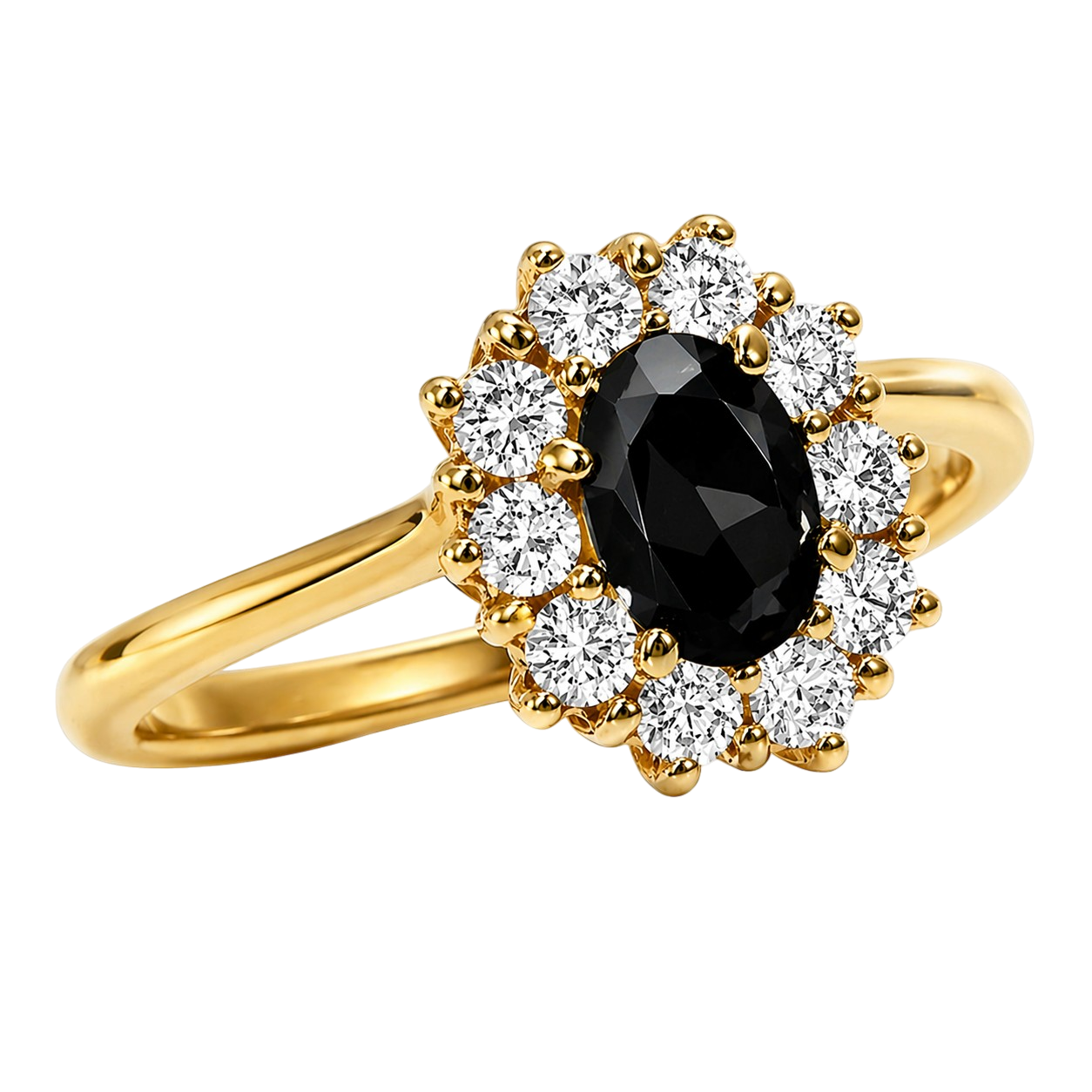 Bague Élégance Noire – Plaqué Or 18 Carats & Saphir