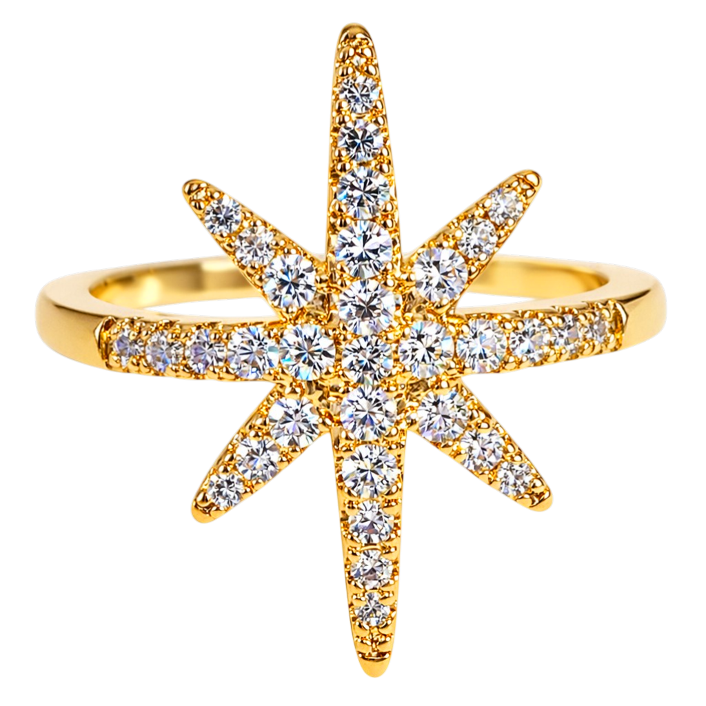 Bague Étoile en Plaqué Or 18 Carats & Zirconium – Éclat Élégant