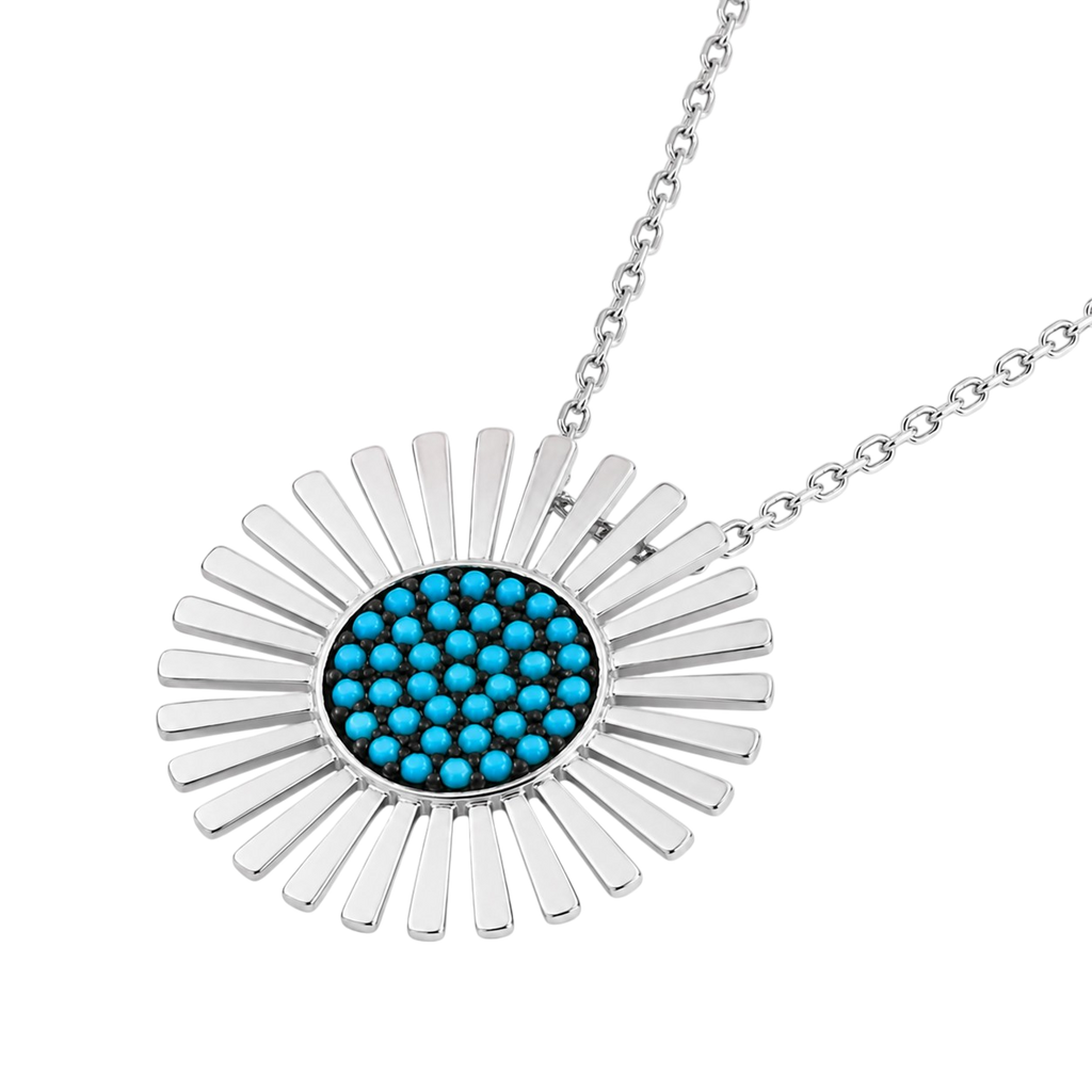 Collier Soleil Turquoise Argent 925 Rhodié