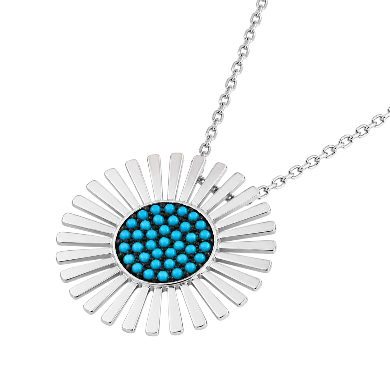 Collier Soleil Turquoise Argent 925 Rhodié