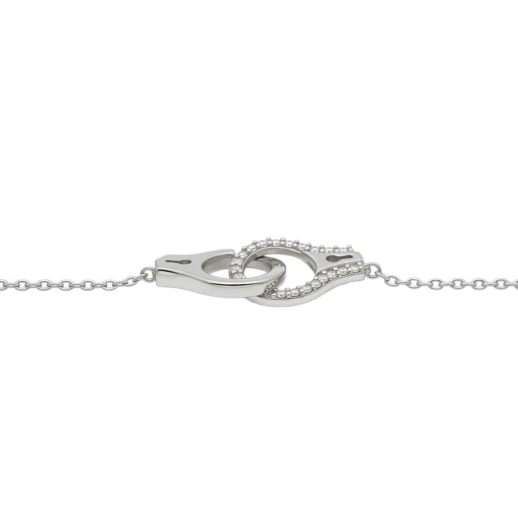 Collier Menottes en Argent 925 Rhodié & Zirconium