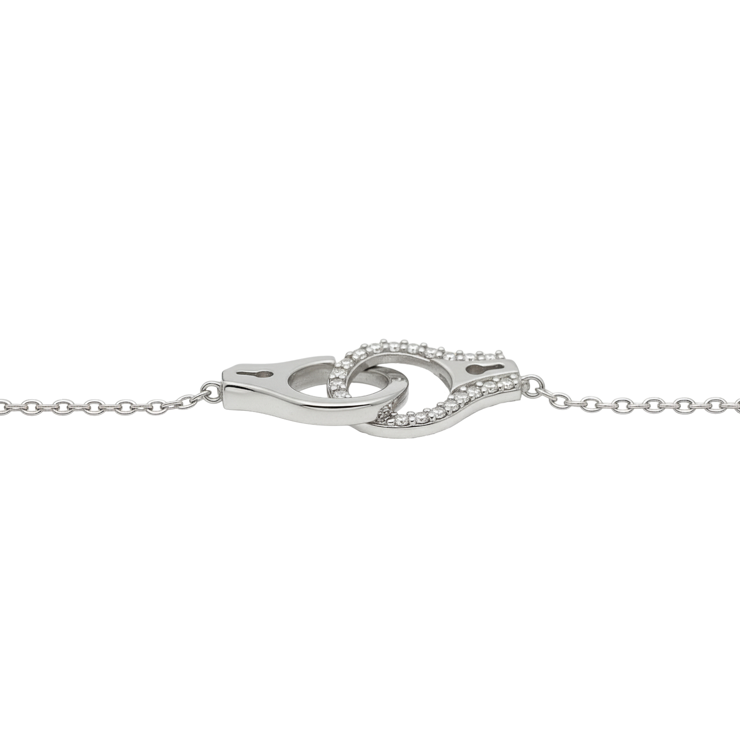 Collier Menottes en Argent 925 Rhodié & Zirconium