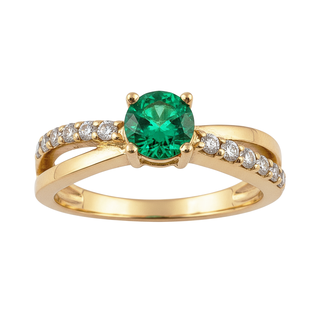Bague Femme Plaqué Or – Zirconium vert Étincelant – Finition Luxe