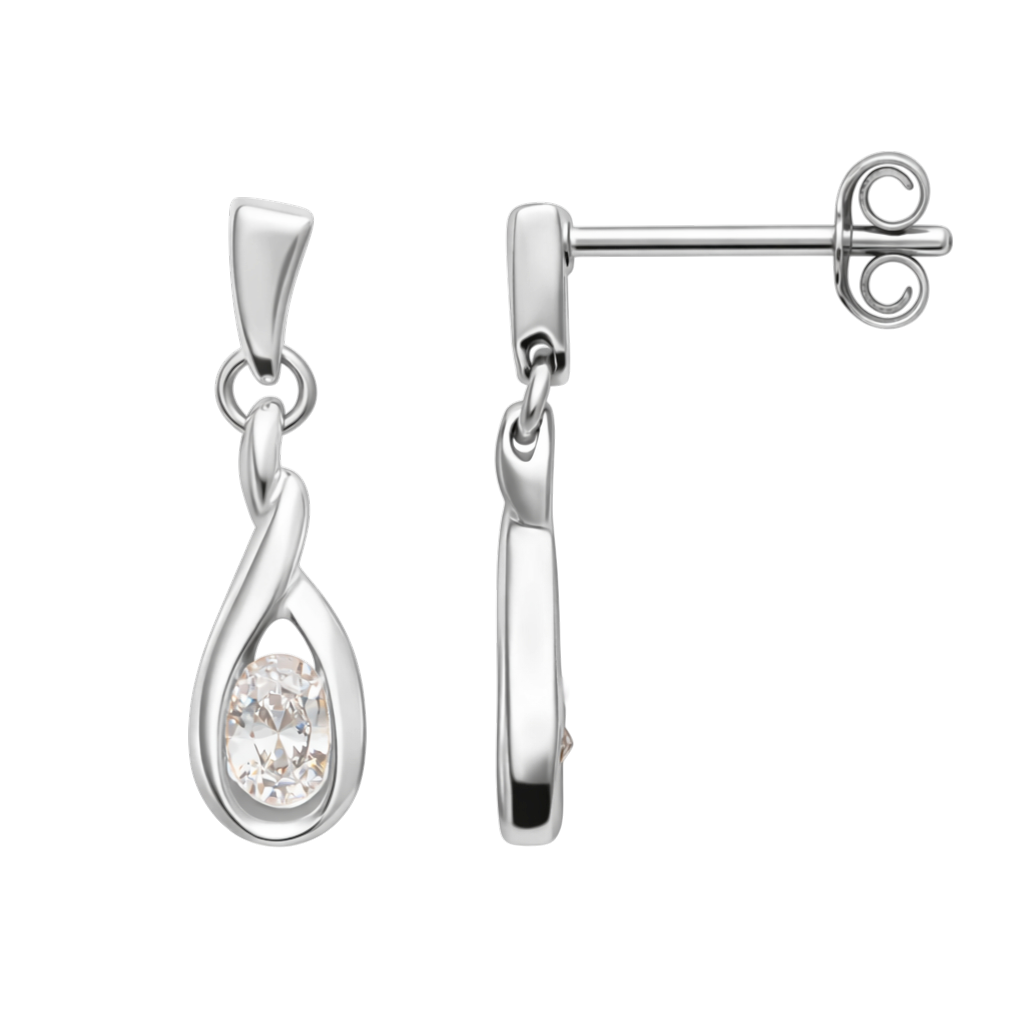 Boucles d’oreilles Argent 925 Rhodié & Zirconium – Élégance Intemporelle