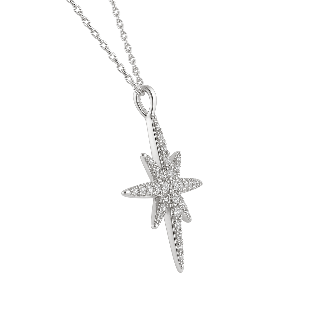 Collier Étoile en Argent 925 Rhodié – Zirconium étincelant