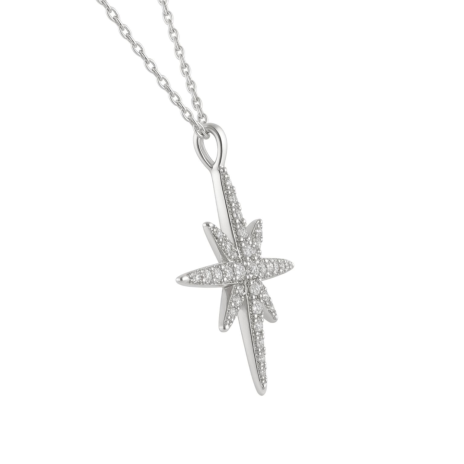 Collier Étoile en Argent 925 Rhodié – Zirconium étincelant