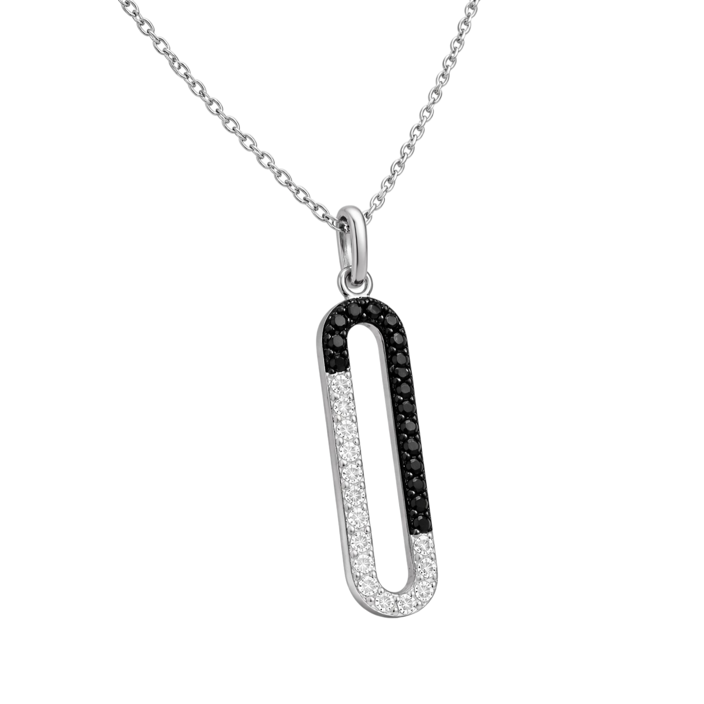 Collier Argent 925 Rhodié & Zirconium Noir et Blanc – Élégance Contemporaine