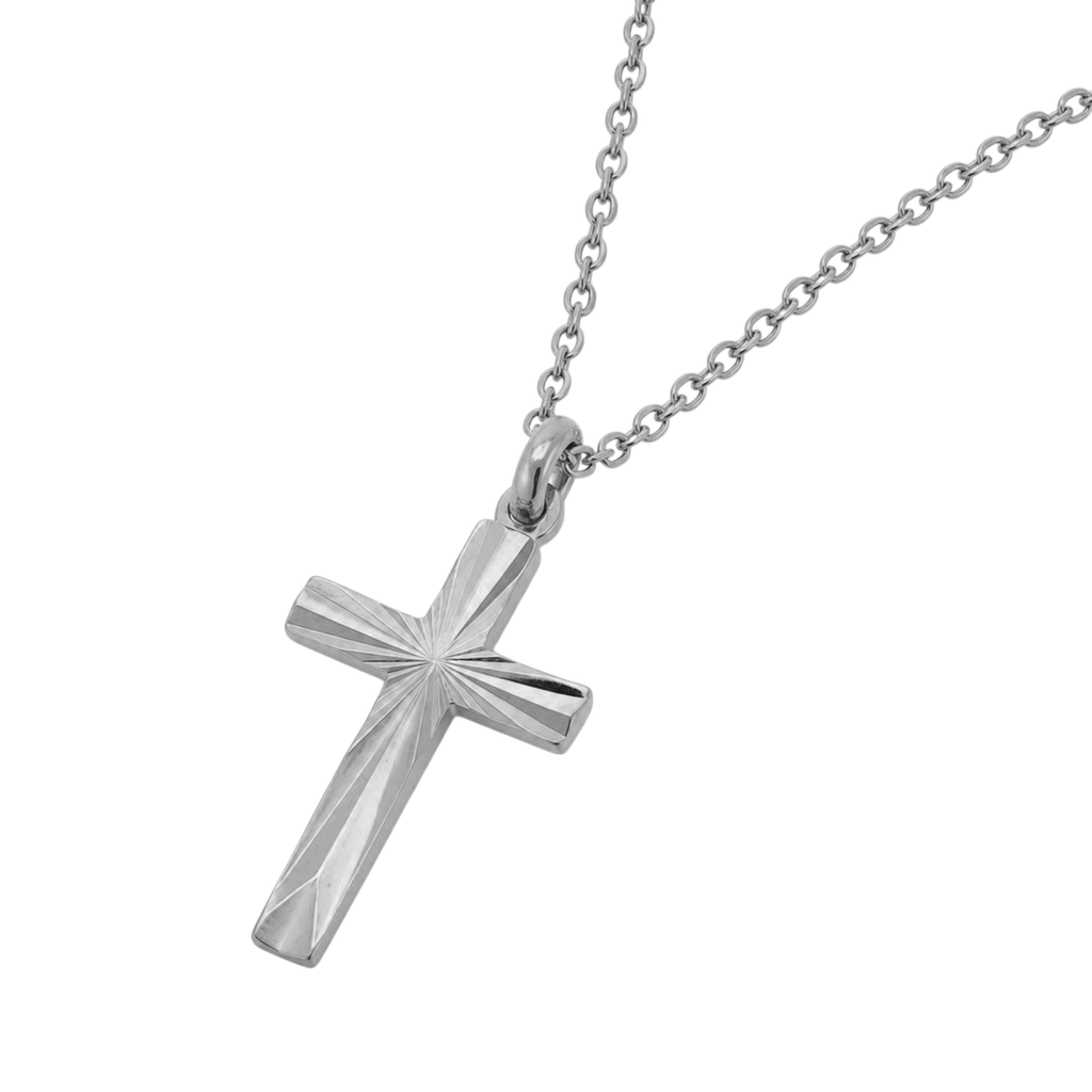 Collier Croix en Argent 925 Rhodié – Pendentif Gravé | Orinae