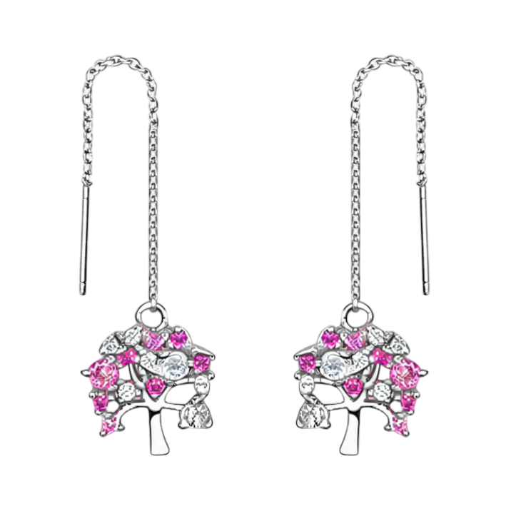 Boucles d’oreilles Arbre de Vie – Argent 925 rhodié & Zirconium
