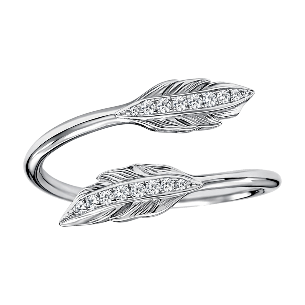 Bague Feuille Élégance – Argent 925 Rhodié & Zirconiums