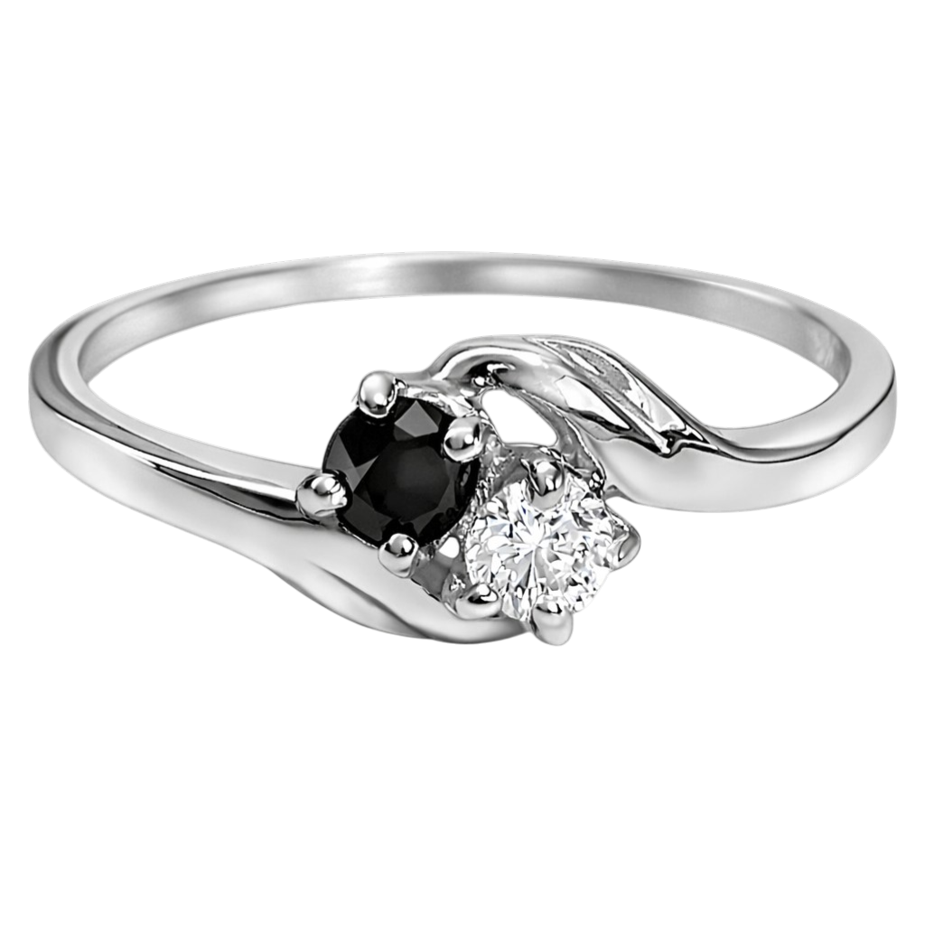 Bague Argent 925 Rhodié Zirconium & Saphir – Élégance Bicolore