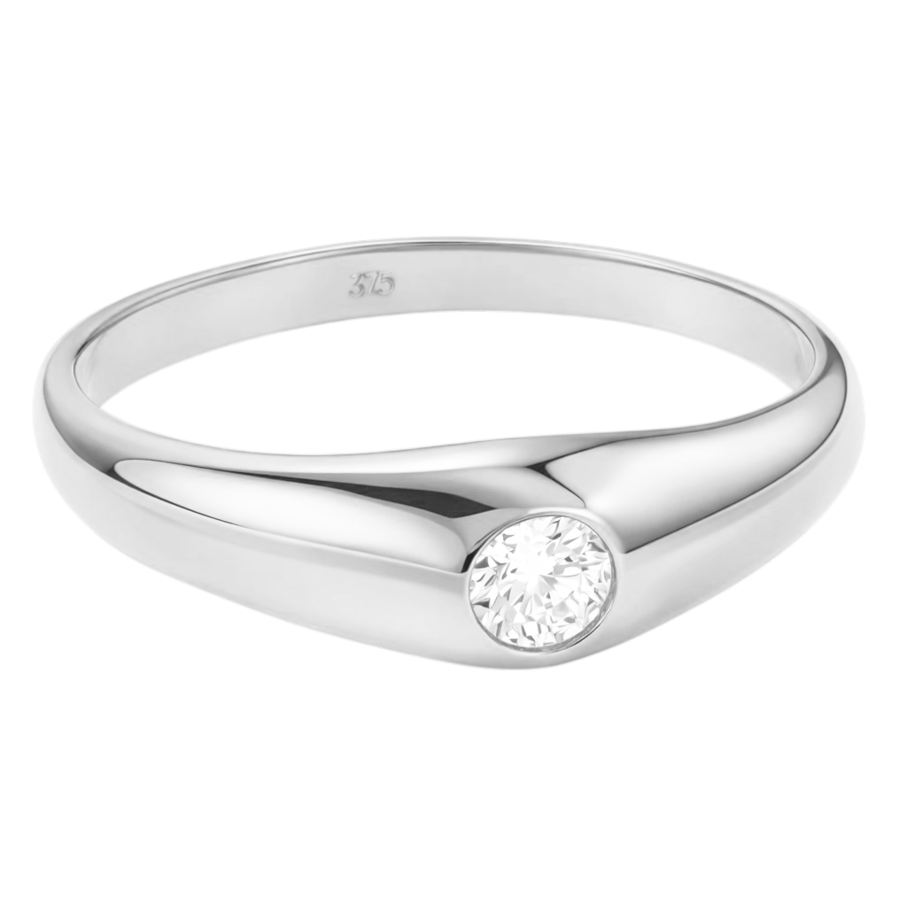 Bague Argent 925 Rhodié & Zirconium 3,5 mm – Élégance Minimaliste