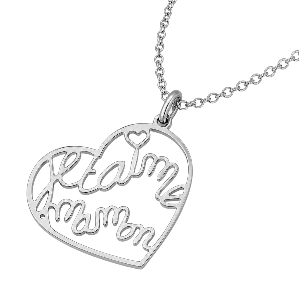 Collier Cœur "Je t'aime Maman" en Argent 925