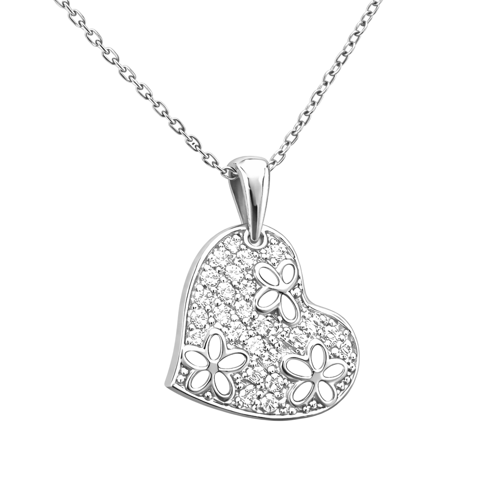 Collier Cœur en Argent 925 Rhodié & Zirconium