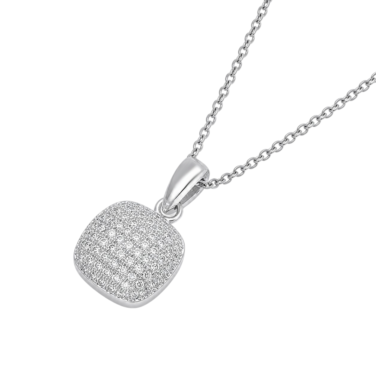 Collier en Argent 925 Rhodié & Zirconiums – Pendentif Pavé Carré | Orinae