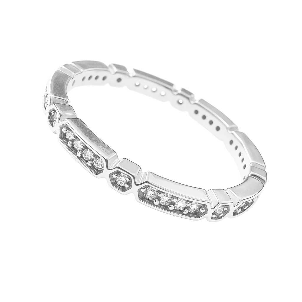 Bague Hexa Éclat – Argent 925 Rhodié & Zirconiums