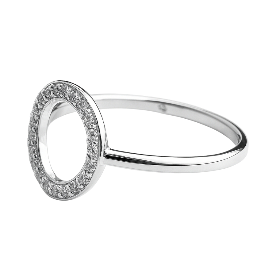 Bague Cercle en Argent 925 Rhodié & Zirconium – Élégance Minimaliste