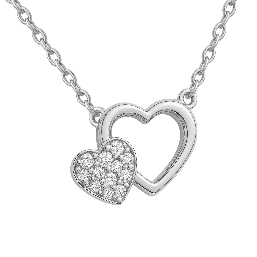 Collier Double Cœur – Argent 925 & Zirconium