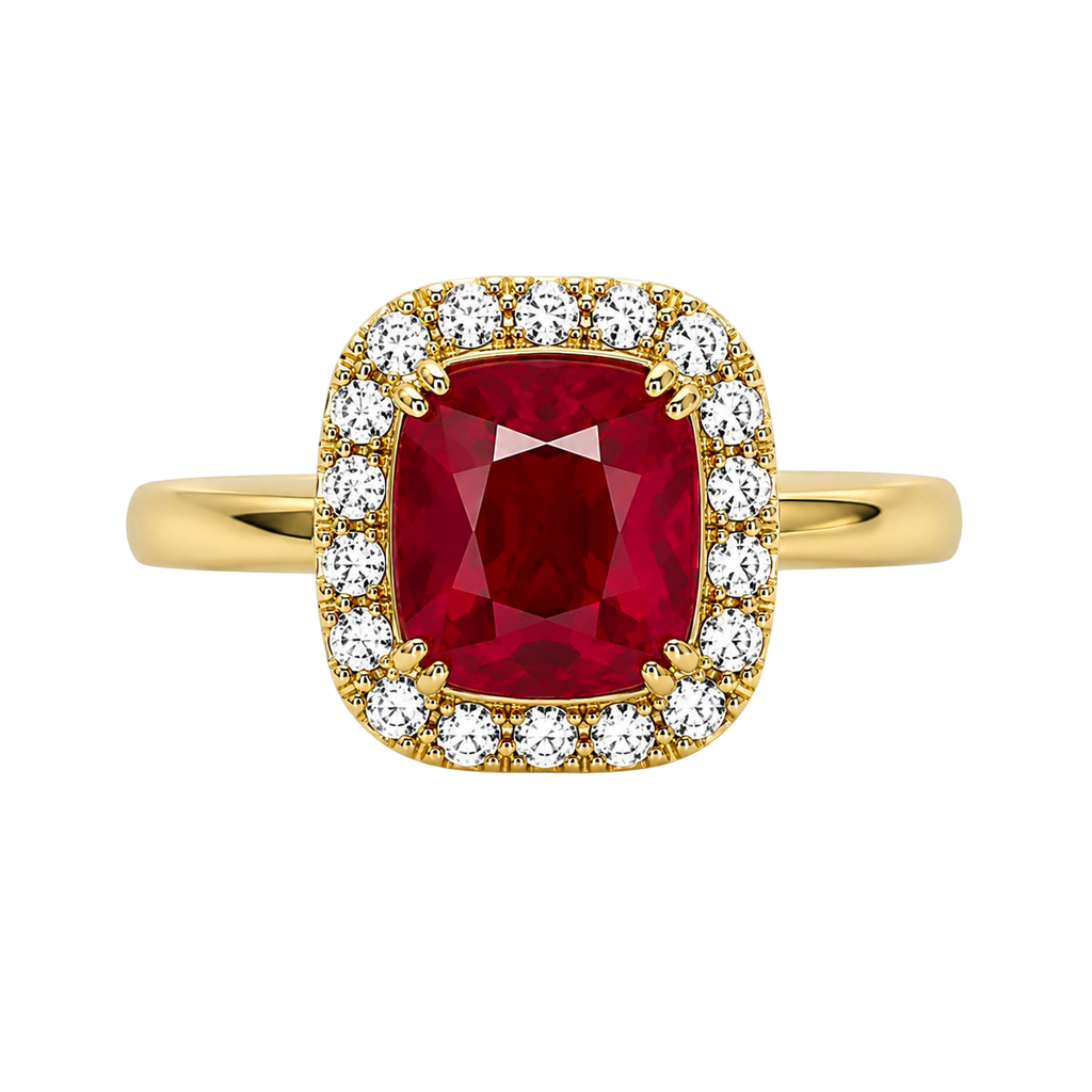 Bague Carrée Rouge – Plaqué Or 18 Carats