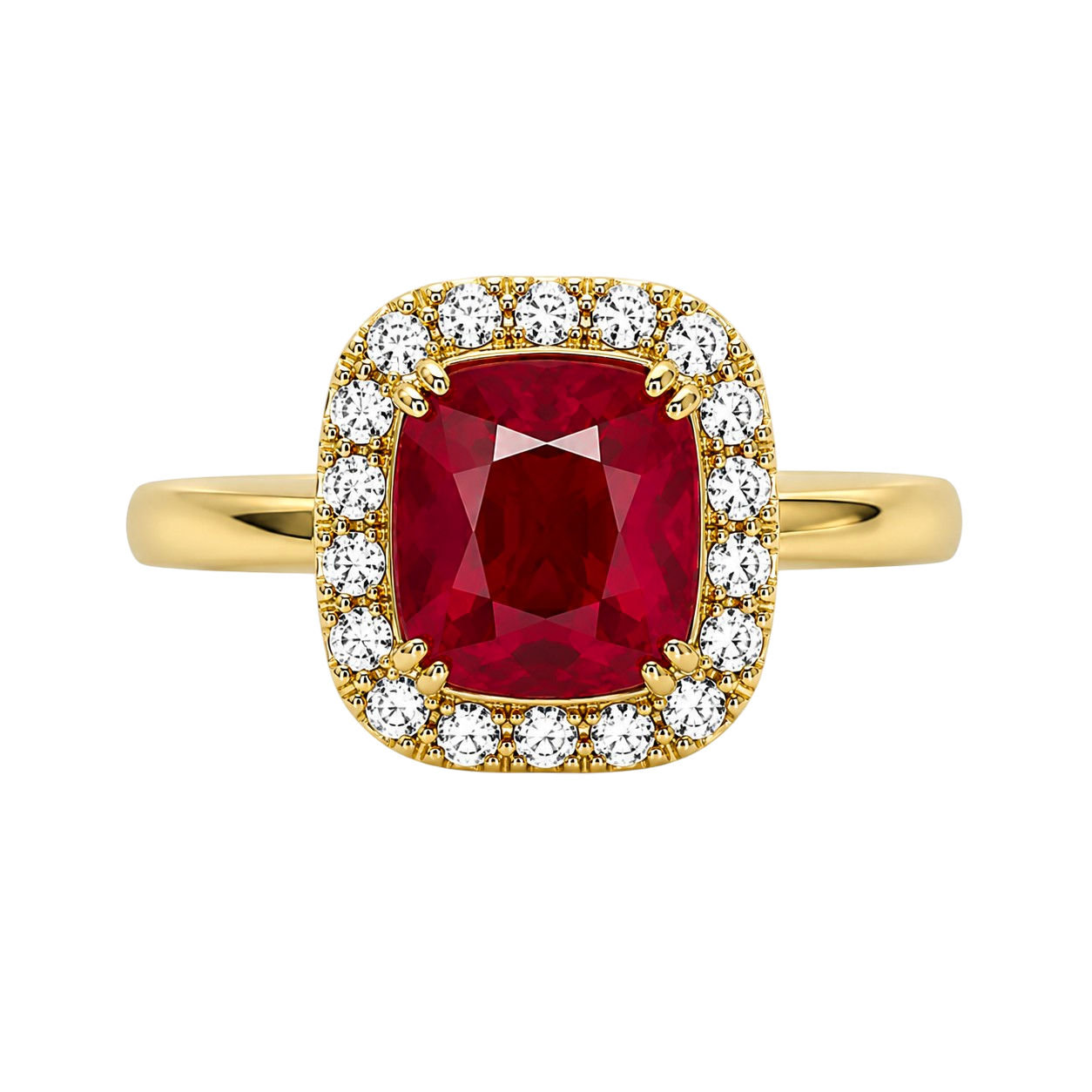 Bague Carrée Rouge – Plaqué Or 18 Carats