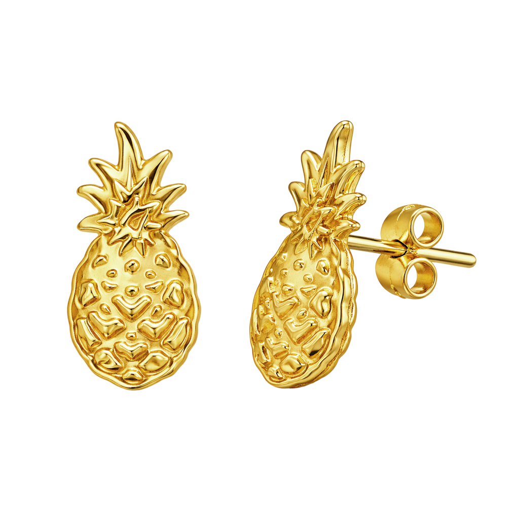 Boucles d’oreilles Ananas – Plaqué Or 18 carats