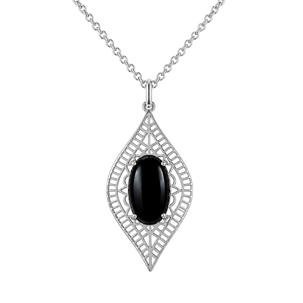 Collier Onyx Noir & Argent 925 Rhodié