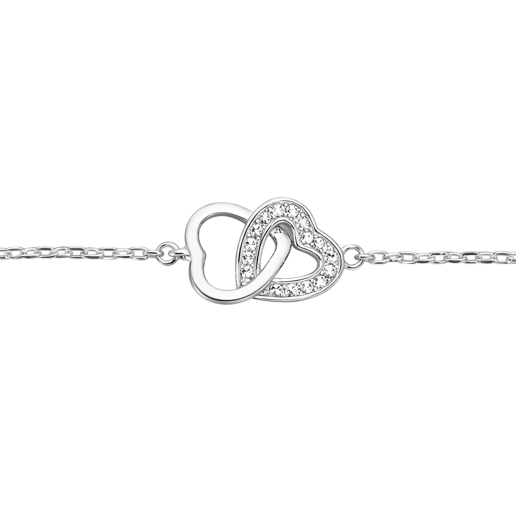 Bracelet Cœur Entrelacé en Argent 925 Rhodié & Zirconium