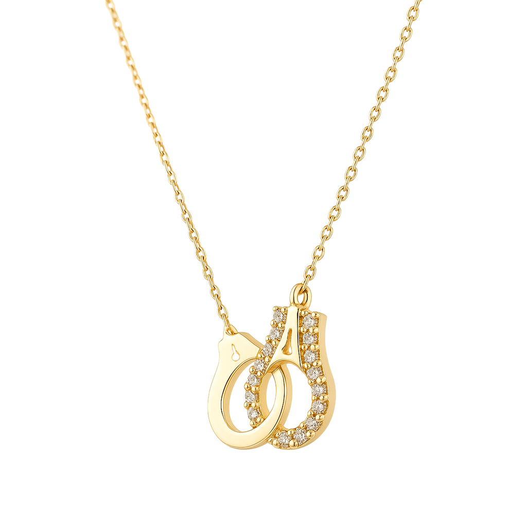 Collier Menottes Plaqué Or – Zirconium Étincelant | Chaîne 40 cm + 5 cm