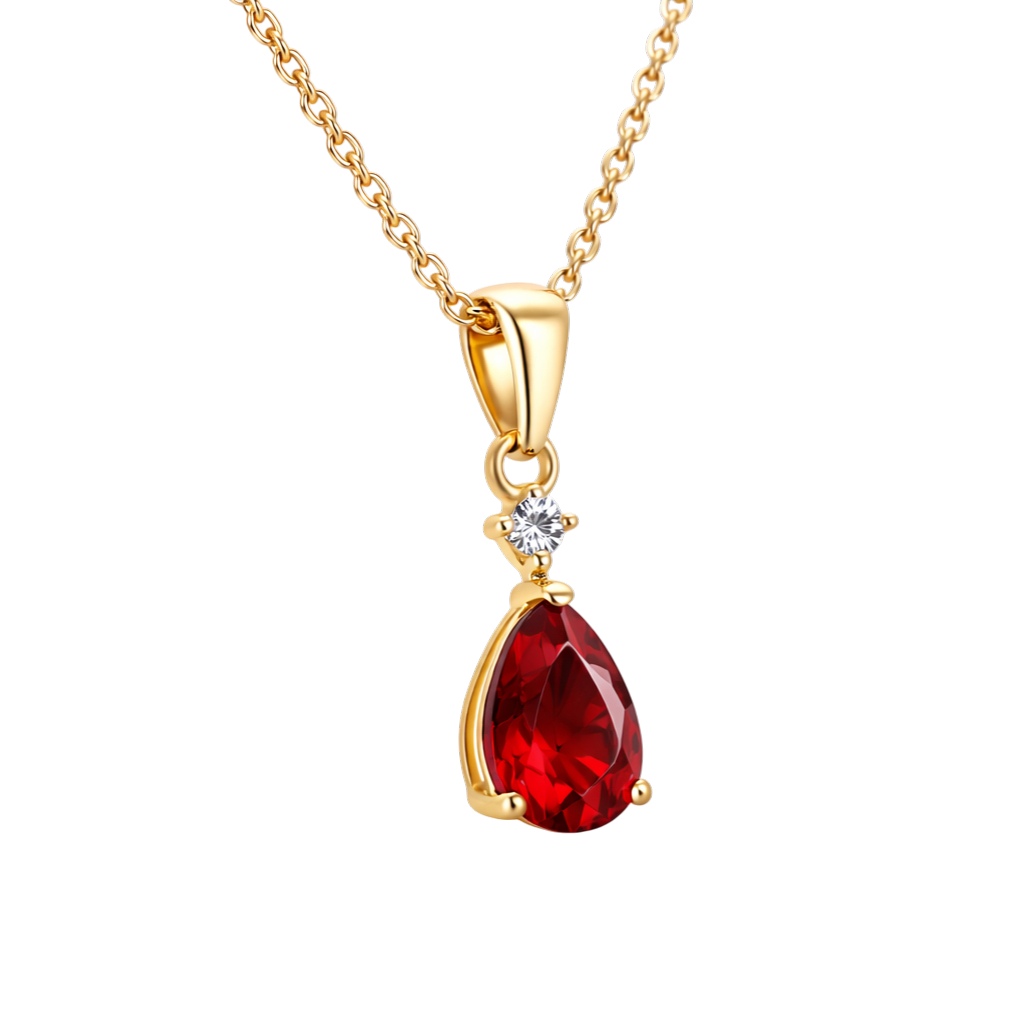 Collier Goutte Rouge – Plaqué Or 18 Carats & Zirconium