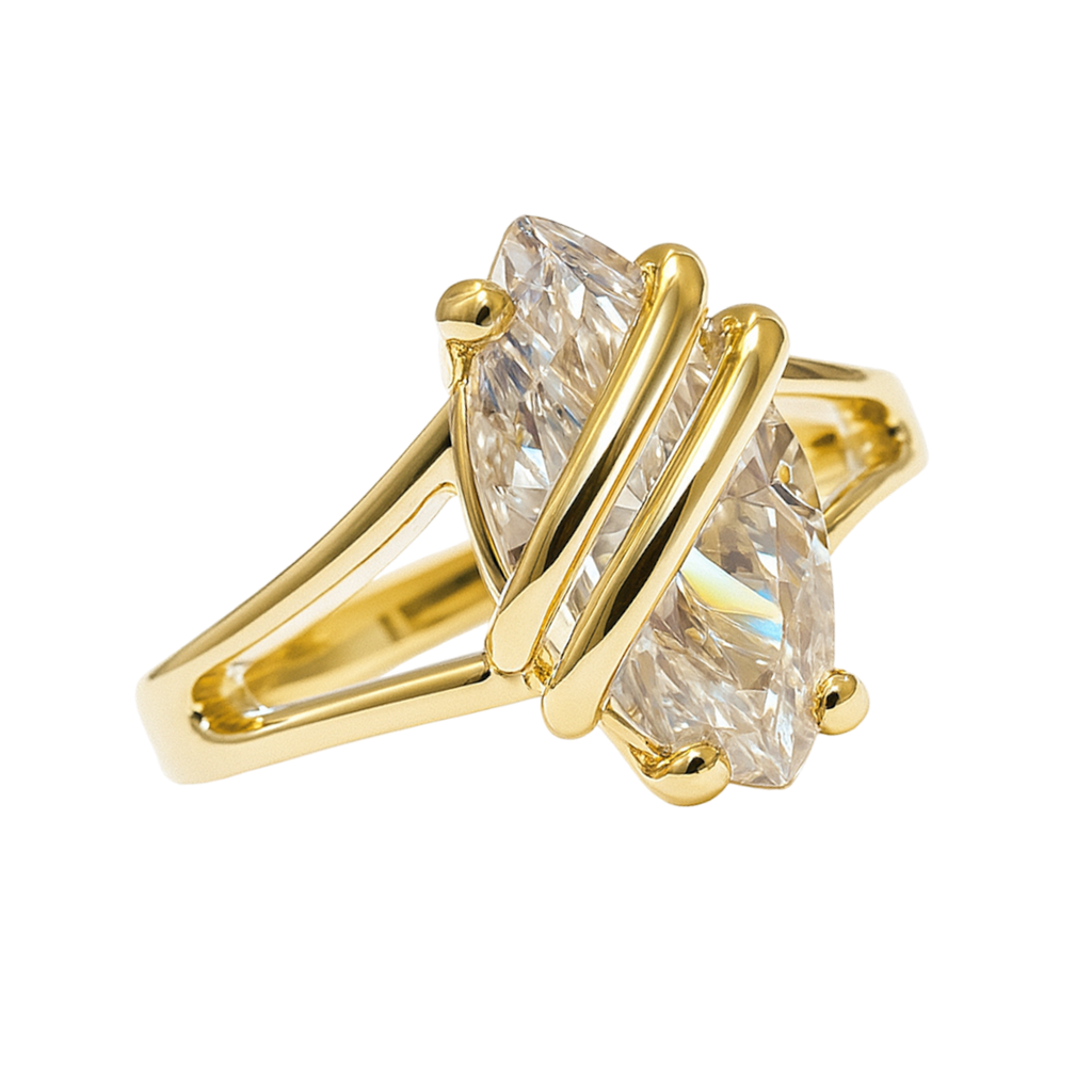Bague Marquise en Plaqué Or & Zirconium – Élégance Moderne