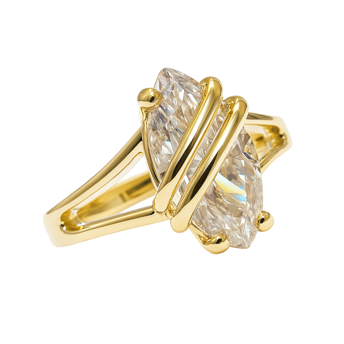 Bague Marquise en Plaqué Or & Zirconium – Élégance Moderne
