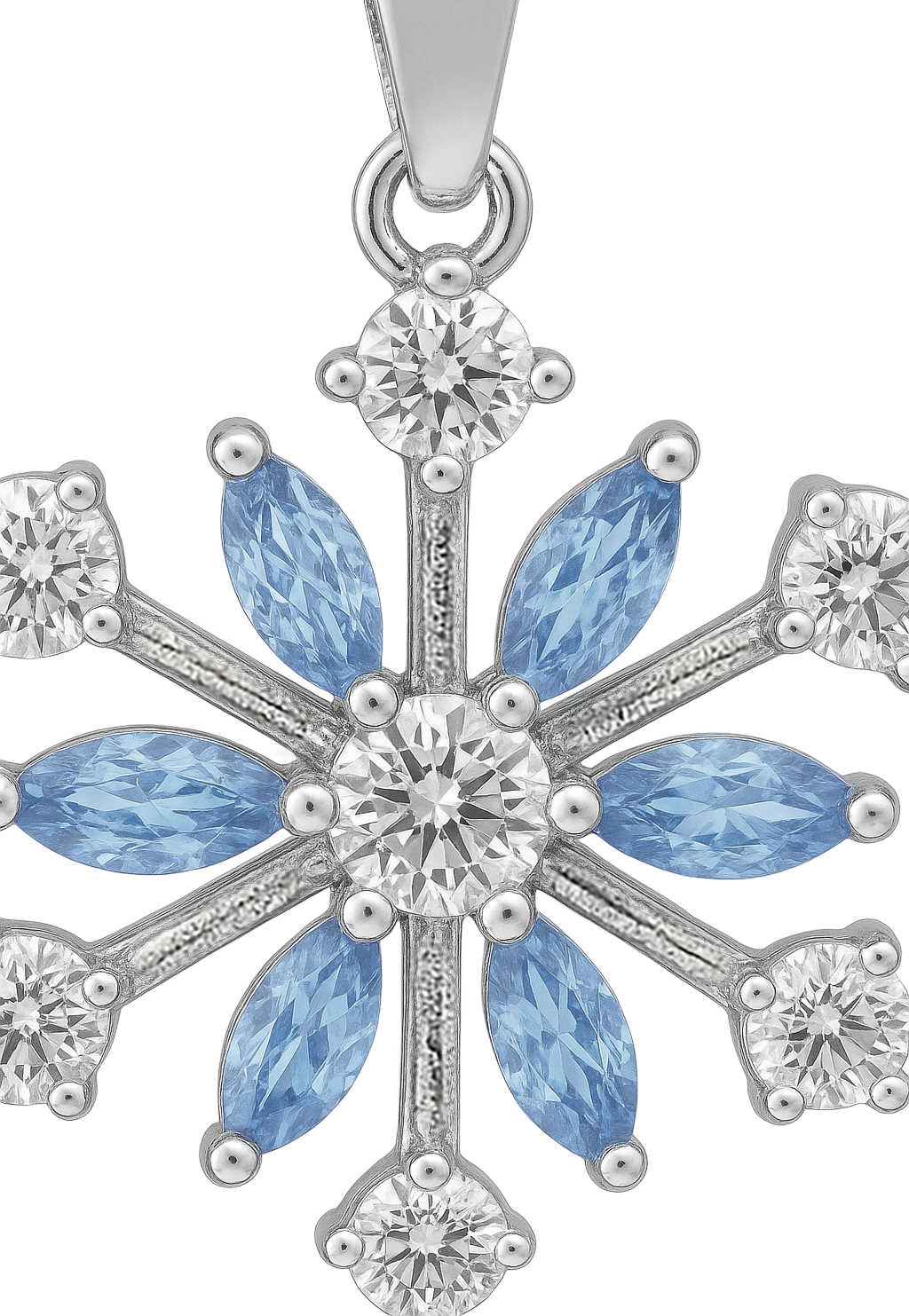 Collier Flocon Argent 925 Rhodié & Zirconium