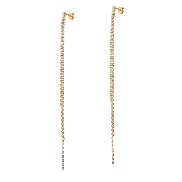 Boucles d’oreilles plaqué or – Trio de fines chaînes